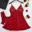 Elegant Lace Nightdress & Panty Set - Red Sleepwear for Women