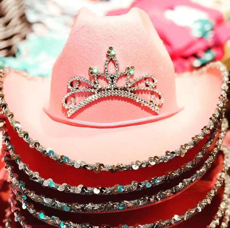 Chapeau de cowboy western pailleté avec garniture en plumes