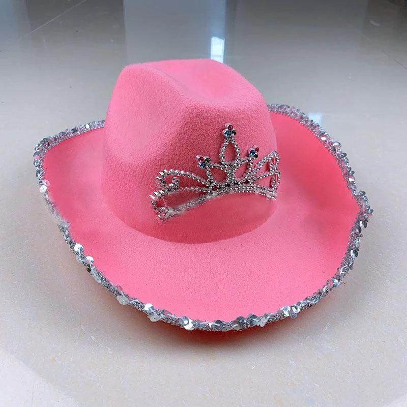 Chapeau de cowboy western pailleté avec garniture en plumes