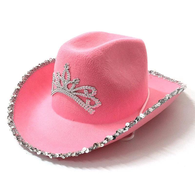 Chapeau de cowboy western pailleté avec garniture en plumes