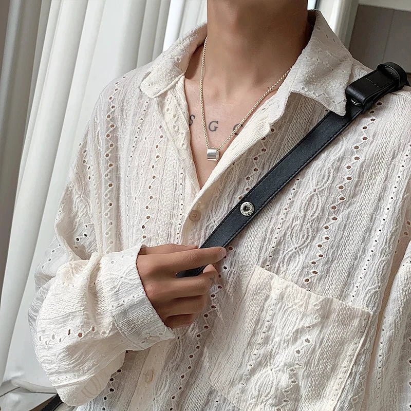 Blusa de Hombre con Solapa Elegante en Albaricoque - Camisa Casual Estilosa