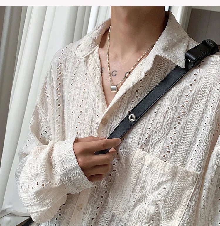 Blusa de Hombre con Solapa Elegante en Albaricoque - Camisa Casual Estilosa