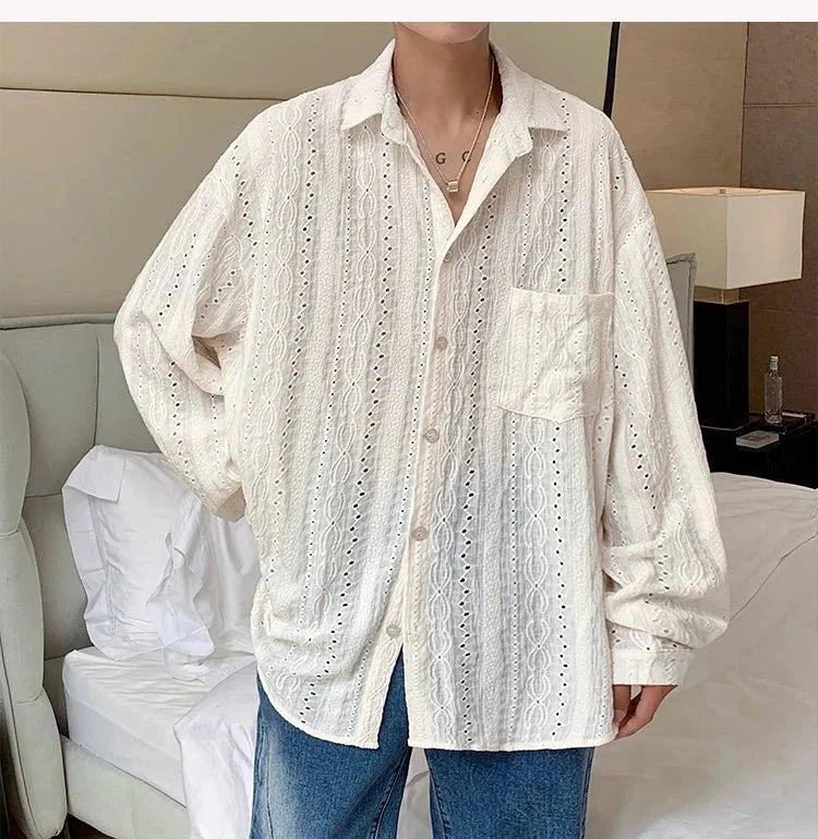 Blusa de Hombre con Solapa Elegante en Albaricoque - Camisa Casual Estilosa