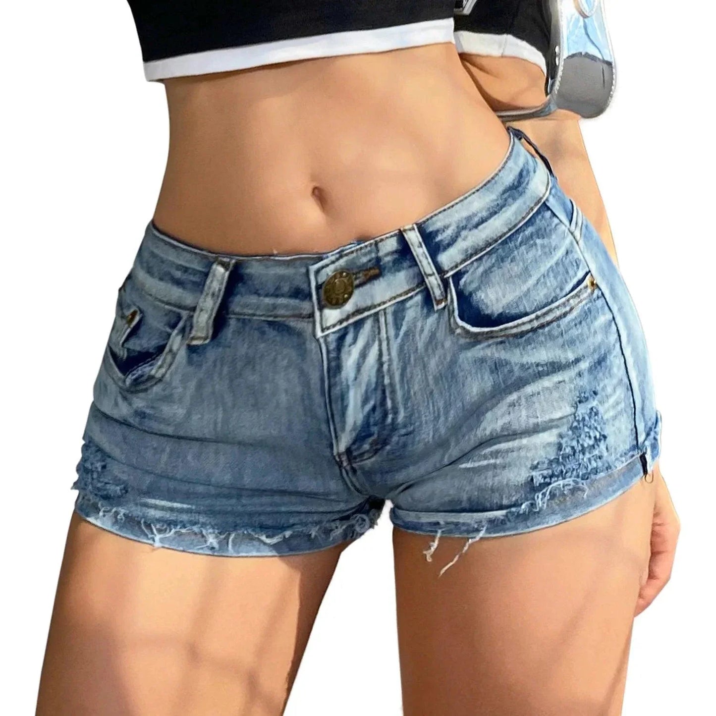 Shorts en denim taille haute pour femmes été 2025 avec détail de bouton