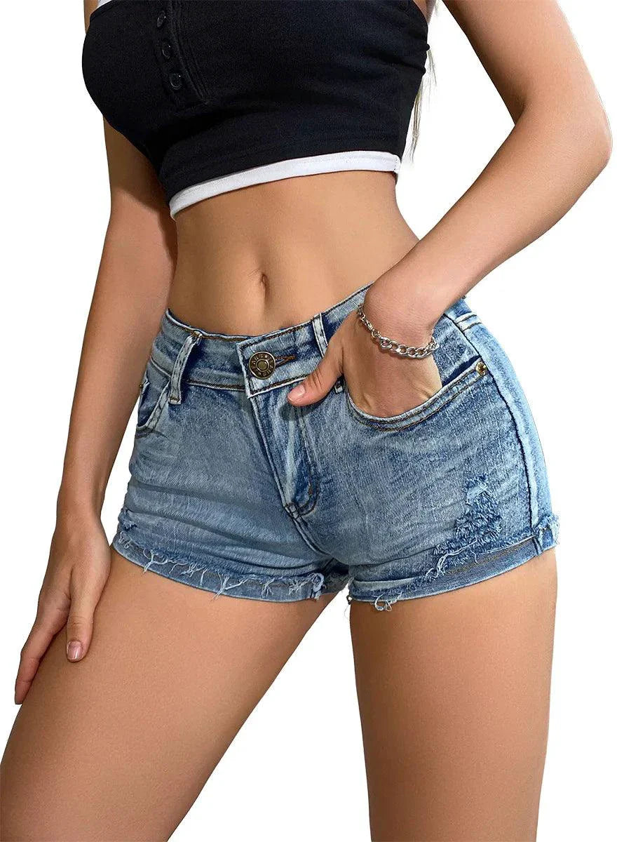 Shorts en denim taille haute pour femmes été 2025 avec détail de bouton