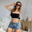Shorts en denim taille haute pour femmes été 2025 avec détail de bouton