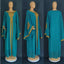 Elegant Two-Piece Gold Embroidered Kaftan Abaya Set