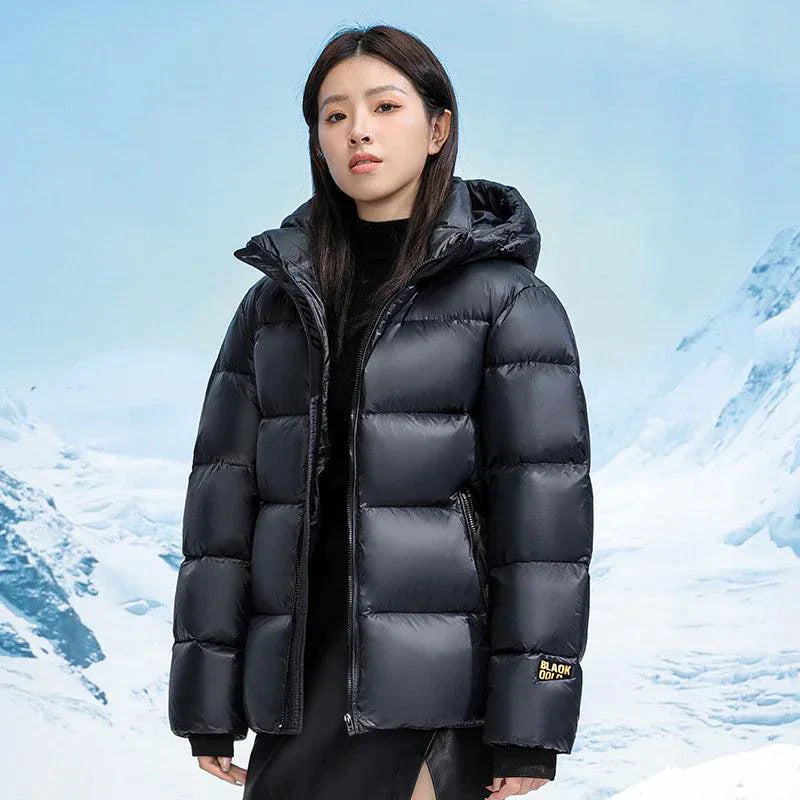 Veste d'hiver noire et dorée en duvet pour couples
