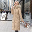 Manteau d'hiver long élégant avec col en fourrure épaisse