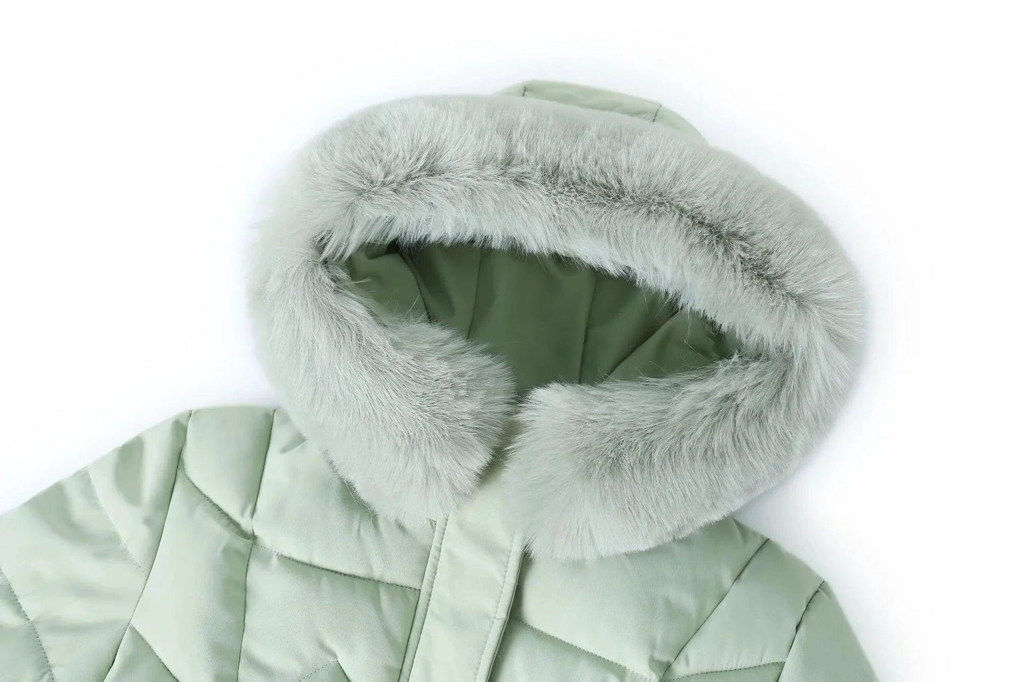 Manteau d'hiver long élégant avec col en fourrure épaisse