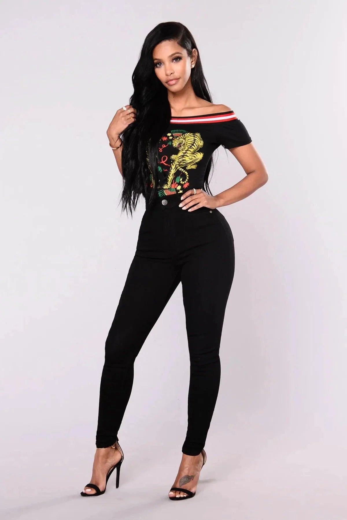 High Waist Stretch Denim Skinny Jeans for Women