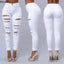 Jeans en denim déchirés skinny taille haute pour femmes