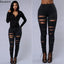 Jeans en denim déchirés skinny taille haute pour femmes