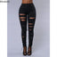Jeans en denim déchirés skinny taille haute pour femmes