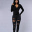 Jeans en denim déchirés skinny taille haute pour femmes