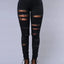 Jeans en denim déchirés skinny taille haute pour femmes