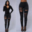 Jeans en denim déchirés skinny taille haute pour femmes