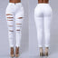 Jeans en denim déchirés skinny taille haute pour femmes