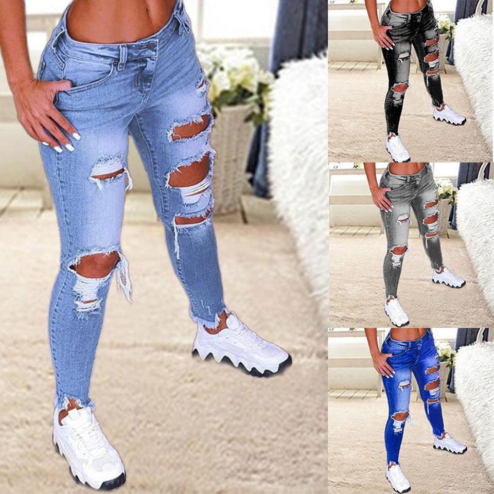 Brushed Stretch Denim Cargo Pants for Women - Stylish and Comfortable