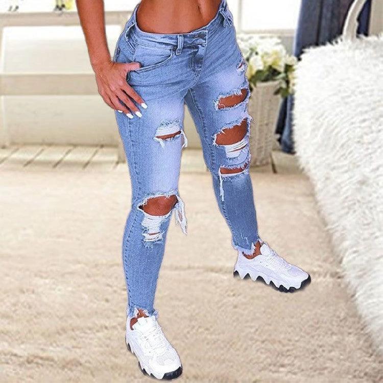 Brushed Stretch Denim Cargo Pants for Women - Stylish and Comfortable