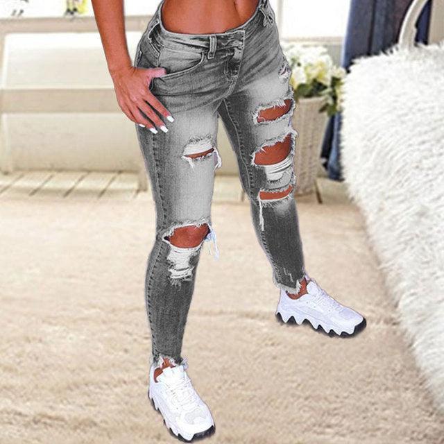 Brushed Stretch Denim Cargo Pants for Women - Stylish and Comfortable