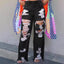 Burnt Flower High Waist Jeans - Trendy Women's Casual Denim Trousers