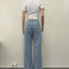 Burnt Flower High Waist Jeans - Trendy Women's Casual Denim Trousers