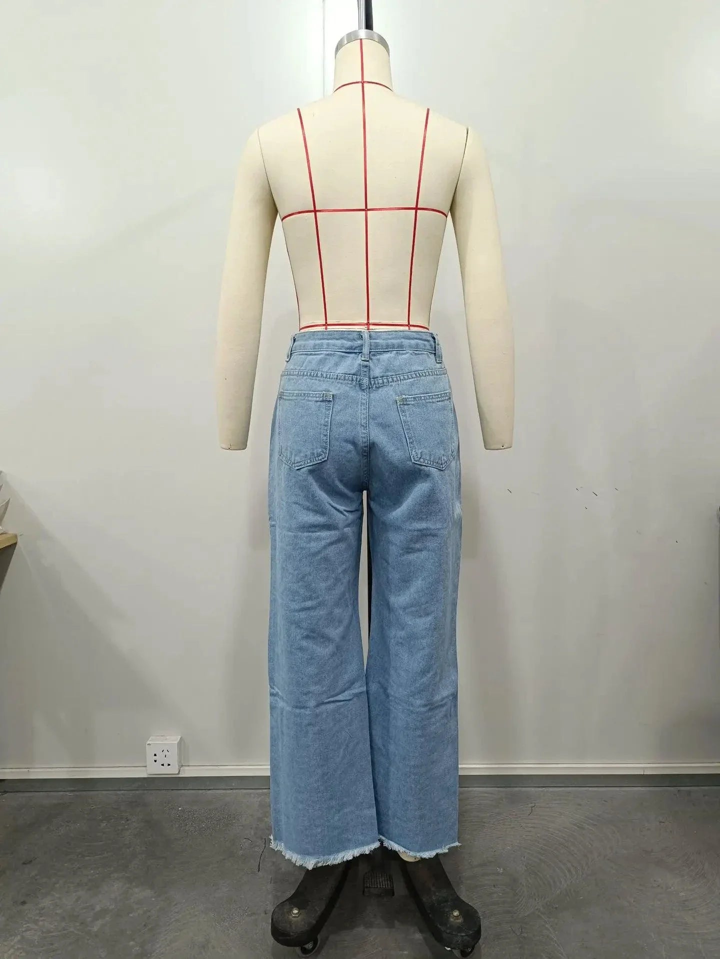 Burnt Flower High Waist Jeans - Trendy Women's Casual Denim Trousers