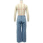 Burnt Flower High Waist Jeans - Trendy Women's Casual Denim Trousers