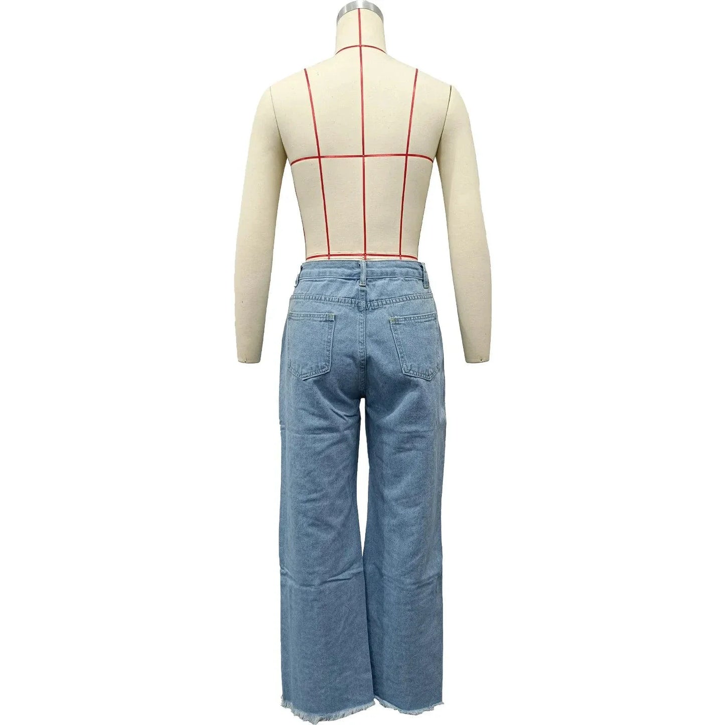 Burnt Flower High Waist Jeans - Trendy Women's Casual Denim Trousers
