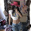 Plus Size High Street Wide Leg Ripped Denim Pants