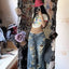 Plus Size High Street Wide Leg Ripped Denim Pants