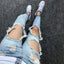 Men's Summer Big Ripped Oversized Cropped Jeans