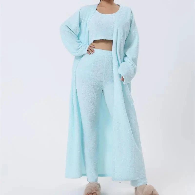 Conjunto de Lounge Acogedor de 3 Piezas para Mujeres - Conjunto de Pijamas con Cárdigan