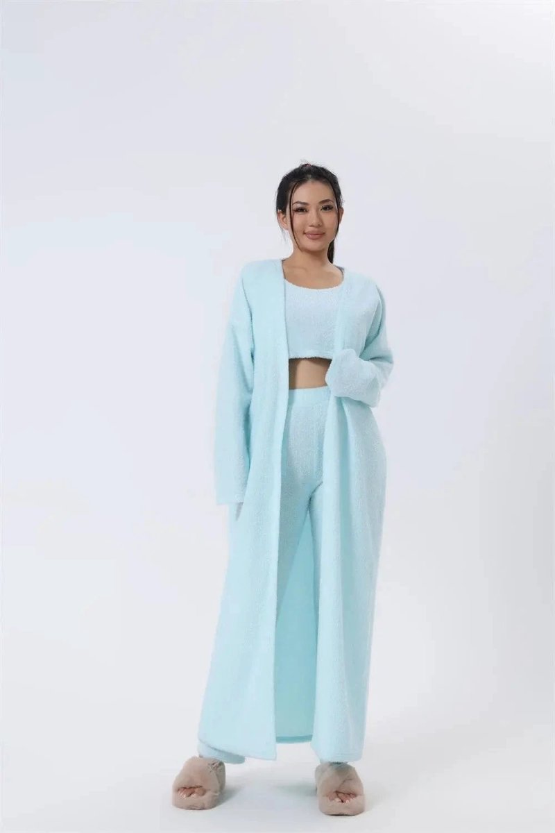 Conjunto de Lounge Acogedor de 3 Piezas para Mujeres - Conjunto de Pijamas con Cárdigan