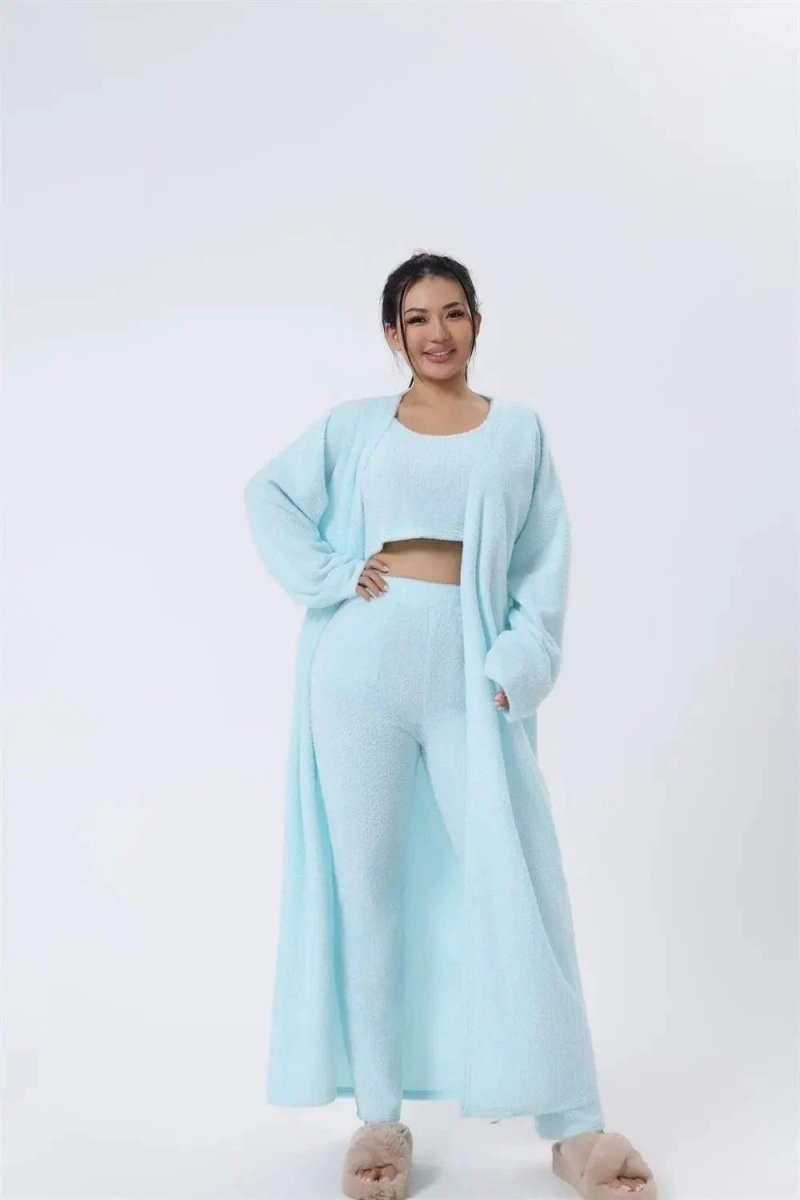 Conjunto de Lounge Acogedor de 3 Piezas para Mujeres - Conjunto de Pijamas con Cárdigan