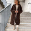 Abrigo de lana de cordero oversized para mujer con cuello de solapa