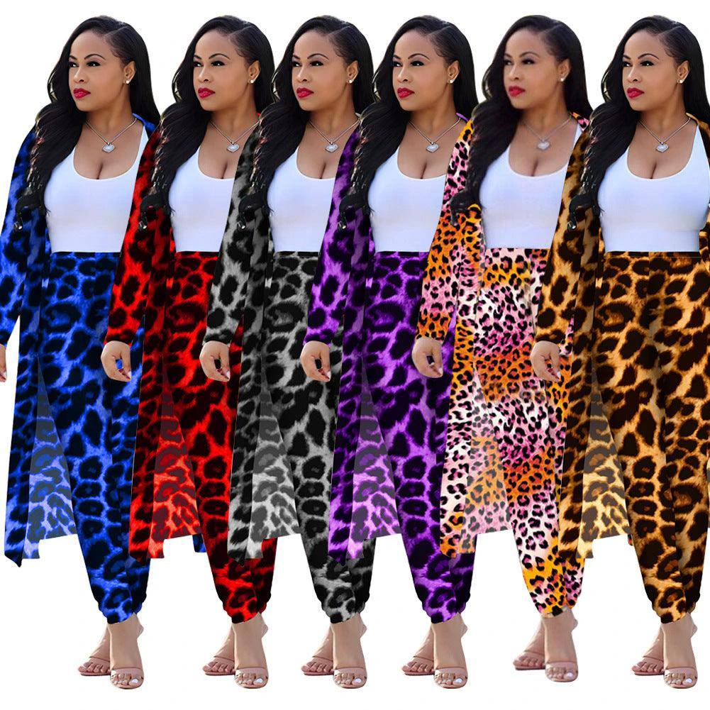 Saco de Mujer de Manga Larga con Estampado de Leopardo