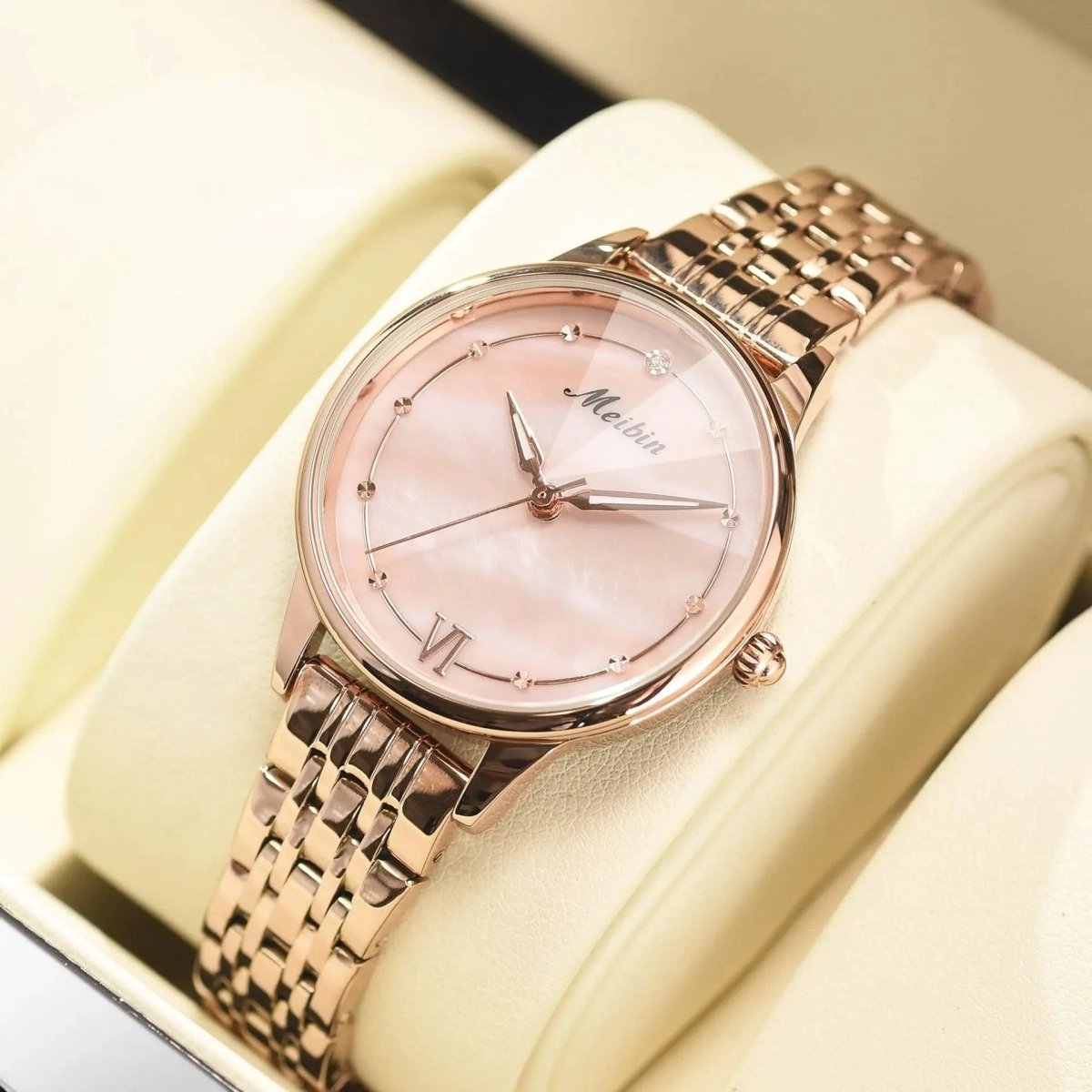 Montre à Quartz de Luxe pour Femme avec Accents en Diamant