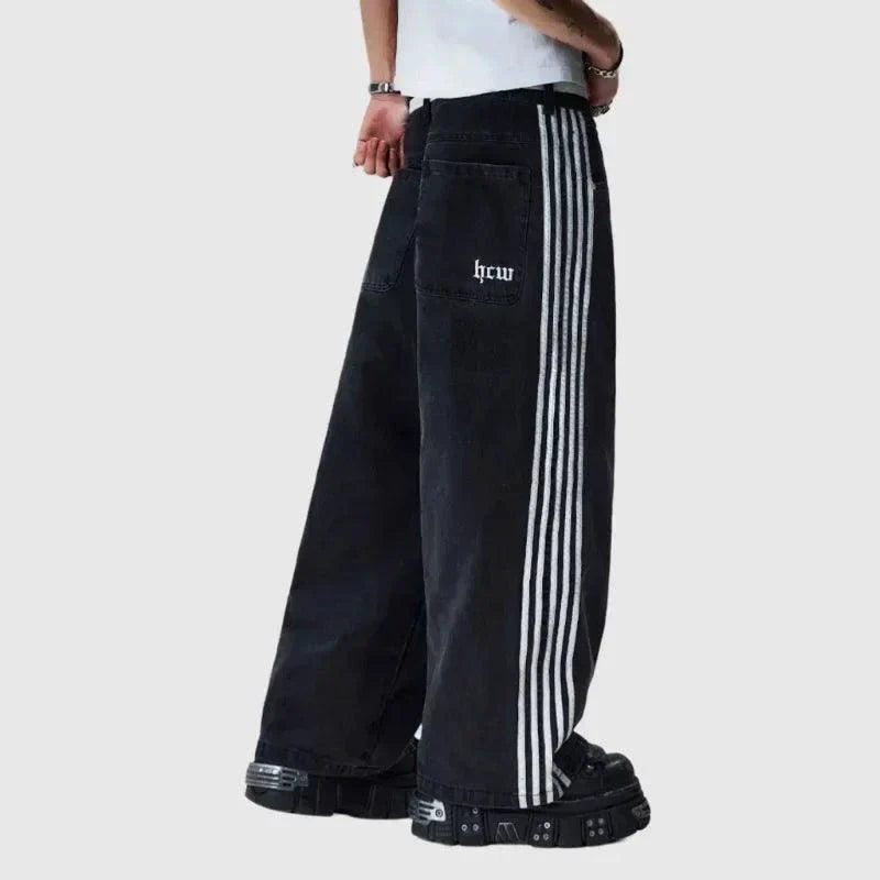 Jeans Baggy Y2K - Pantalons de Sport Vintage Rayés Brodés
