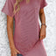 Mandy Ribbed Striped Short Sleeve Mini Tee Dress
