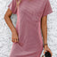 Mandy Ribbed Striped Short Sleeve Mini Tee Dress