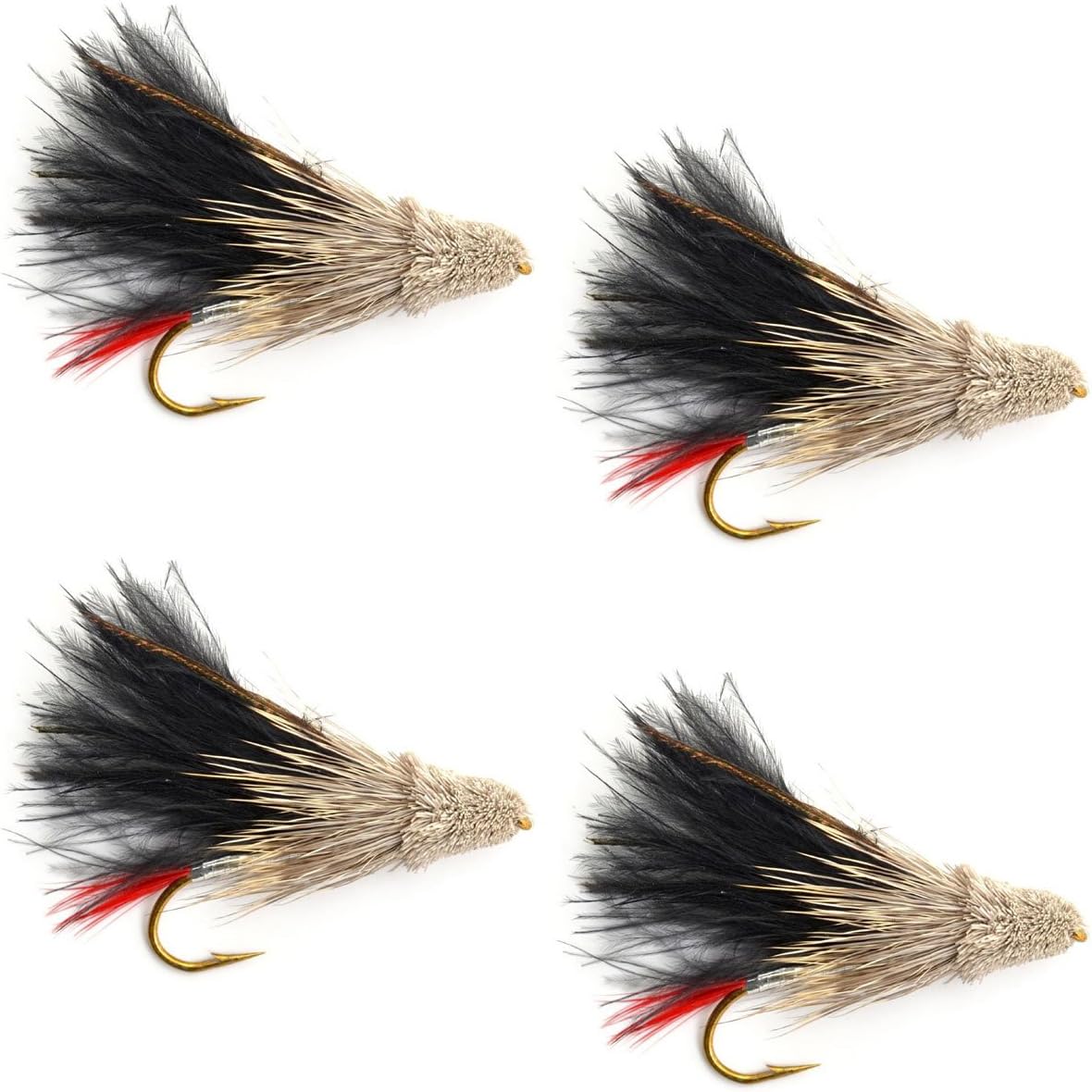 Essential Black Marabou Muddler Minnow Streamer Flies - Set of 4 for Fishing Enthusiasts - Korvel