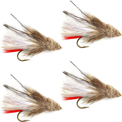 Premium White Marabou Muddler Minnow Streamer Flies - Set of 4 for Hook Size 8 - Korvel