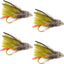 Olive Marabou Muddler Minnow Streamer Flies - Set of 4 Size 8 Hooks - Korvel