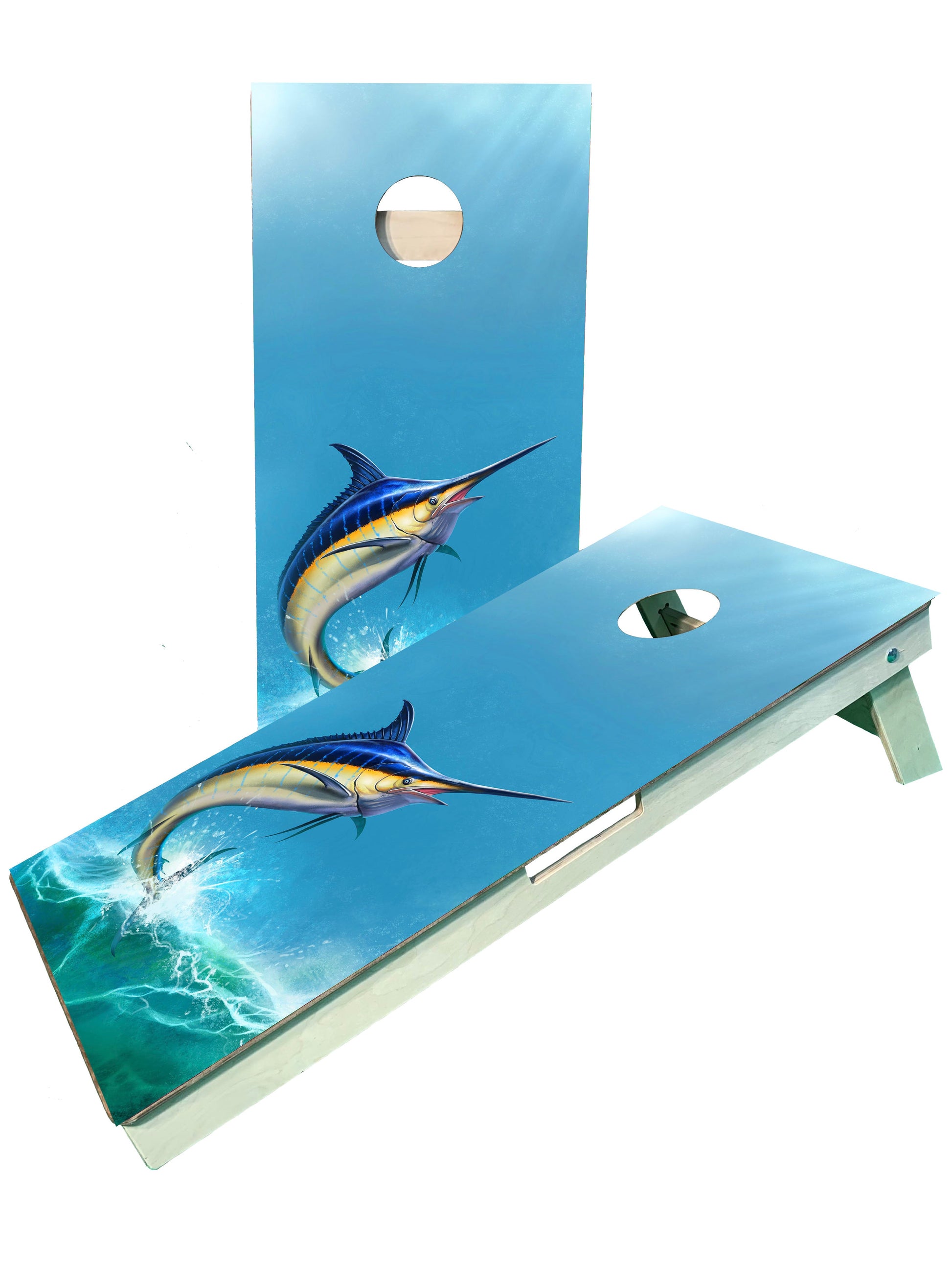 Premium Marlin Deep Sea Fishing Cornhole Boards - Korvel
