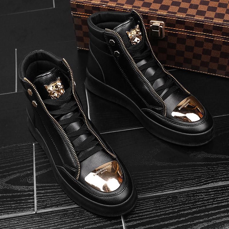 Bottes Martin en cuir décontractées montantes pour hommes