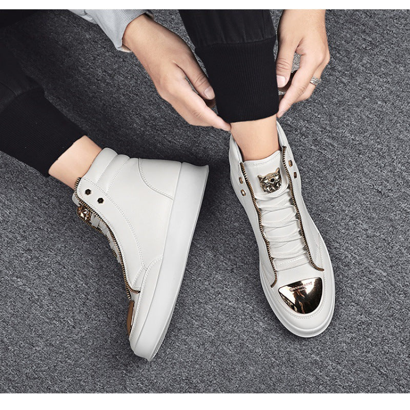 Bottes Martin en cuir décontractées montantes pour hommes