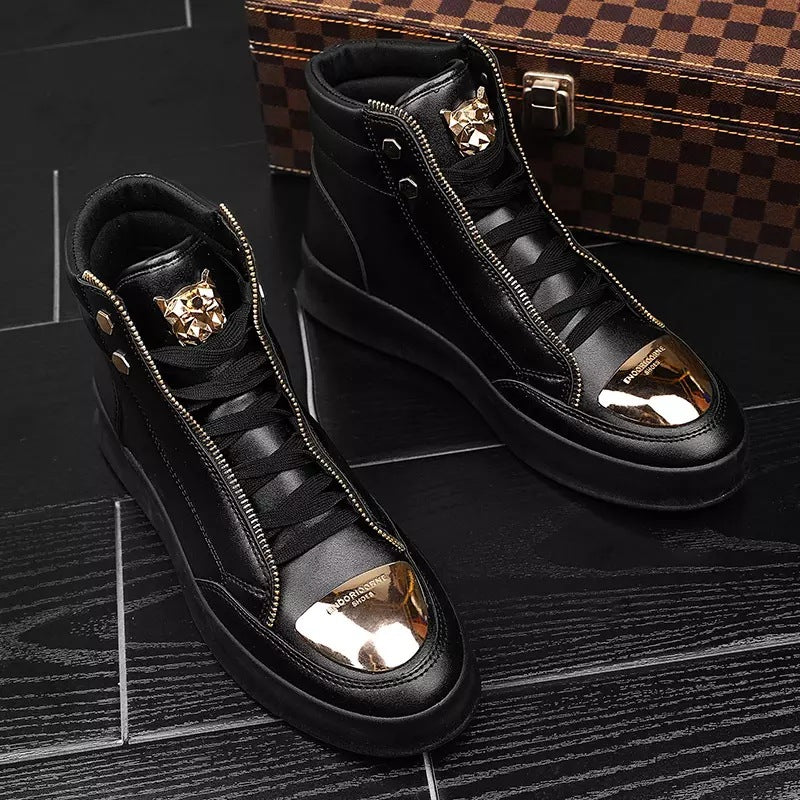 Bottes Martin en cuir décontractées montantes pour hommes