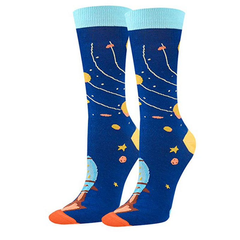 Math Print Men's Socks Space Leisure In Tube Socks Autumn And Winter New Style Cotton Socks Trendy Socks - Korvel